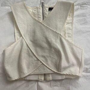 BCBG Max Azira Cream Women's Cross-Back Crop Top XXS